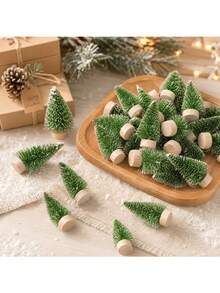 5pcs/Set Pohon Natal Meja 4.5cm/1.77in Hijau Pohon Natal Mini Dekoratif Pohon Pinus Dekorasi Meja Set Mini Dekorasi Pesta Dekorasi Natal - Berbagai gaya - View 10