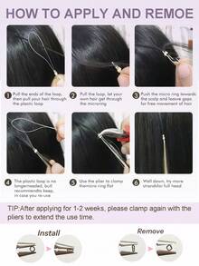 Micro Loop Hair Extensions Micro Bead Hair Extensions Nature Black 14-22inch Straight Micro Link Real Human Hair Hair Extensions Invisible Beads Thick Nano Ring Hair Extensions Silky And Smooth Easy To Wear For Daily &Halloween Costumes&Christmas - S60 - View 8