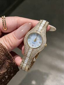 LIANDU 1pc Women's Gold Quartz Watch, Fashionable Rhinestone Strap, Luxurious Exquisite Elegant Style, Suitable For Daily Wear And Holiday Gifts - Gold - View 9