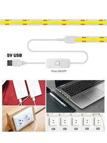 1m/3m/5m COB LED燈條附按鈕開關,5V USB LED燈條,柔性背膠膠帶,適用於走廊、梳妝鏡、臥室牆面及多種裝飾場合 - COB - 查看 4