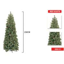 Artificial Frosted Christmas Tree With Red Berry Pine Cone Decoration Indoor Holiday Display Tree - Green - View 13