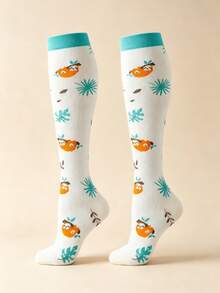 1/3/6 Pairs Women Cute Cartoon Animal Compression Socks Comfortable Breathable Knee High Socks Suitable For Running Fitness Hiking - Multicolor - View 2