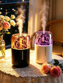 1pc Volcano Aromatherapy Humidifier, Ultrasonic Mist Humidifier With Cracked Volcano LED Atmosphere Night Light, USB Quiet Desktop Air Humidifier, Suitable For Bedroom, Office, Home Decor - one-size - View 2