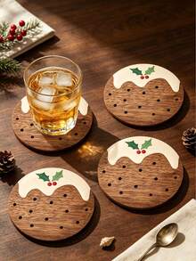 8/4/1pc Cute Christmas Wooden Coasters,Suitable For Christmas Table Decor,Furniture Coasters,Beverage Coasters,Wine Coasters,Christmas Gifts,Christmas Decorations,Christmas & Holiday Decor,Kitchen Heat-Resistant Coasters,Christmas Housewarming Gift - Multicolor - View 8