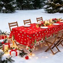 3 Pieces1-Piece Christmas Disposable Party Rectangular Tablecloth, Santa And Snowman Design, Suitable For Rectangular Tables, Winter Christmas And New Year Party Decoration, 54*108 Inches - Red and Green - View 6