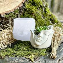 1pc Human Face Planter Pot Silicone Mold, Aromatherapy Candle Cup Storage Decor Plaster Resin Mold, Home Decor Flower Pot Candle Cup Container Making Mold, Perfect For Handmade Crafts, Gift Making, Reusable - Face Planter Mold - View 4