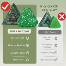 2pcs Random Herbal 2-In-1 Shampoo & Body Soap, 4 Fragrances Randomly Shipped, Deep Cleaning Triangular Bath & Shampoo Soap - Soap - View 6