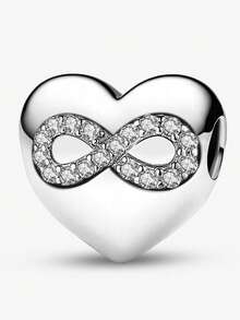1pc Heart Crown Flower Beaded Pendant, Suitable For Women's Bracelet, Bangle DIY Jewelry Making And Daily Wear Accessories - Silver - View 14