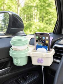 Multifunctional Car Storage Box, Can Store Car Keys, Organize Car Window/Door Clutter, Equipped With Cup Holder, Car Window Storage Rack, Car Cup Holder, Car Window Cup Holder, And Additional Hanging Car Door/Side Window Cup Holder, With Storage Organizer Tray. Multifunctional Car Storage Box, With Cup Holder, Water Bottle Holder, Side Door/Car Window Phone Slot And Hanging Storage Rack, Easy To Install, Space-Saving, Stylish Appearance, Sturdy Structure, Car Accessories. - A - View 2