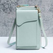 2026 Minimalist New Fashion Korean Style One Shoulder Crossbody Bag Large Capacity Women Long Wallet Solid Color Phone Bag - Multicolor - View 3