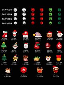 24 Grids Christmas Nail Art Kit Xmas Resin Charms Colorful Flatback Rhinestones With DIY Tools Manicure Decor Set - Multicolor - View 5