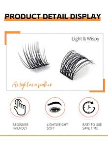 10 Rows 120pcs Single Cluster D Curl 10-16mm DIY False Eyelashes, Comes With Small Brush, Natural Lightweight Soft, Suitable For Beginners Home Daily Makeup, Can Be Used For Eyelash Extensions, Suitable For Daily Wear And Various Occasions - D - View 3