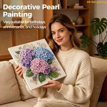 DIY Pearl Art Painting Kit 11.8 X 11.8 Inches - Colorful Hydrangea Bouquet Design, Includes Round Pearls, Shiny Gems, Clear Symbols, Complete Tool Set And Extra Pearls, Halloween And Christmas Gift - A - View 5