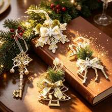 Best Selling Christmas Tree Hanging Ornaments White Gold Vintage Style Plastic Hanging Decor Snowflake Deer Christmas Tree Decoration - Multicolor - View 4