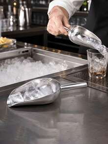 1/2pcs Stainless Steel Ice Scoop Set, Premium Metal Scoops Suitable For Ice Cubes, Coffee Beans, Flour, Candy And Snacks; Durable Kitchen Scoops With Comfortable Grip, Polished Silver Serving Scoops, Suitable For Bar, Kitchen, Party, Buffet And Home Use - Multicolor - View 9