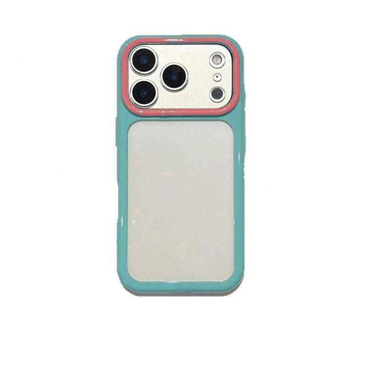 1pc Macaron Colorblock Transparent Shockproof Phone Case Compatible With Iphone 17 Pro Max/17/16/15/14, Women - Blue - View 4