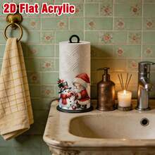 1pc Kitchen Paper Towel Holder Santa Claus & Snowman Pattern Home Desktop Restaurant Creative Decorative Storage Rack Multi-Function Fits Standard Paper Towel Rolls Plastic Paper Towel Holder Without Paper Towels - Multicolor - View 8