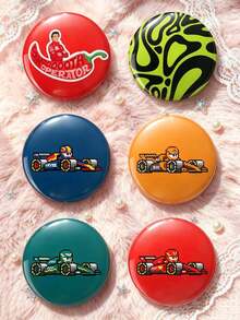 1pc/6pcs 4.4cm F1 Racing Pixel Style Button Badge Brooch, Racing Theme Brooch, Clothing Backpack Lanyard Decoration Accessory, Holiday Gift, Back To School Season Gift - Multicolor - View 18