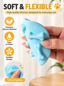 1pc Silicone Slow Feeder Insert For Dogs & Cats, Bone Pattern Pet Slow Eating Mat, Multi-Color Feeding Accessory - Multicolor - View 5
