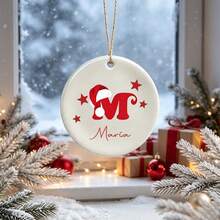 Personalized Christmas Decor, Customized Initial Name Ceramic Hanging Ornament, Customized Christmas Tree Hanging Decoration, Customizable Name Memorial Gift, Christmas Holiday Gift For Family And Friends, Customized Christmas Hanging Ornament - Series 1 - View 3