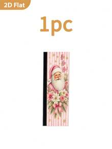 1/2Pcs Christmas Refrigerator Handle Covers, Pink Santa Claus & Poinsettia Pattern, With Hook And Loop Fastener, Suitable For Refrigerator, Oven, Microwave, Dishwasher, Christmas Kitchen Decor - View 8