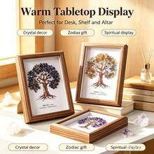 1PC Natural Crystal Gravel Tree Of Life Seven Chakra Zodiac Photo Frame, Healing Energy Gemstone Desktop Ornament, Home Tabletop Decoration, Ideal Gift - 12 Zodiac Sign Tree Of Life Photo Frame - View 5