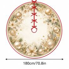 1件香檳珍珠紋理聖誕球圖案聖誕樹裙，優雅配色節日裝飾，5種尺寸，中性節日禮物，適用於居家與派對聖誕家居裝飾 - 香檳珍珠質感聖誕球 - 查看 11