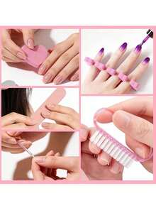5pcs Hand And Foot Care Set, Includes Nail File, Polishing Block, Cleaning Brush, Toe Separator And Cuticle Pusher, Suitable For Professional Nail Salon, Daily Home Care, Travel And DIY Manicure - A - View 4