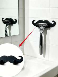 2/1pc Mustache Shaped Razor Holder, Strong Self Adhesive Wall Mount Razor Hook, Waterproof Easy Install Bathroom Shaving Organizer For Men, No Drilling Space Saving Razor Hanger, Universal Fit Most Manual Razors, Keep Razor Dry & Tidy - Multicolor - View 1