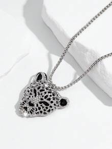 1pc Fashionable European And American Personalized Hip Hop High-End Leopard Head Necklace Pendant Sweater Chain, Suitable For Men And Women Daily Street Party Wear - Multicolor - View 7