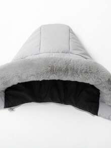 Women's Winter Thick Coat With Detachable Hood, Warm Padded Jacket - Light Grey - View 4