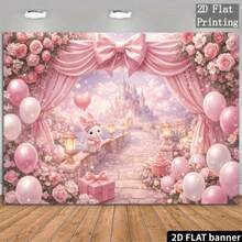 1 tấm phông nền đám cưới Dream Wedding màu hồng, họa tiết lâu đài lãng mạn, trang trí thỏ dễ thương, bóng bay hồng trắng, hộp quà tinh xảo, rèm voan mềm và đèn lồng, tạo không khí ấm cúng cho đám cưới - 1 - Xem 8