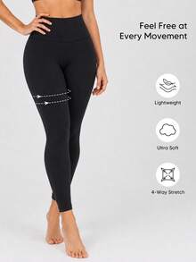 Women's Solid Color High Waist Fashion Fitness Shaping Leggings - Black - View 3