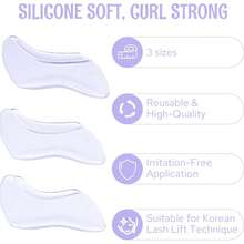 PERMANIA 3Pairs Silicone Lash Lift Pads, A/B/C 3 Sizes Reusable Eyelash Perm Shields, Soft Lash Lamination Pads For Salon Home Eyelash Lifting Perming Tools - Multicolor - View 4