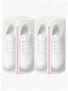 2pcs Heavy Duty Laundry Bags With Zipper Closure And Honeycomb Design - Durable Laundry Bags Suitable For Sneakers, Running Shoes, Socks, Bras, Delicate Clothing, Toys - Dishwasher , Scratch-Resistant, White With Pink Zipper - Suitable For Washing Machines - Multicolor - View 5