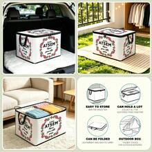 1pc Thick Non-Woven Fabric Art Famous Painting Cat Collection Printed Double Handle Zipper Storage Box Large Capacity Multifunctional Home Storage Basket Suitable For Bedroom Dorm Bathroom Can Be Used As Laundry Bask - Multi-color - View 9