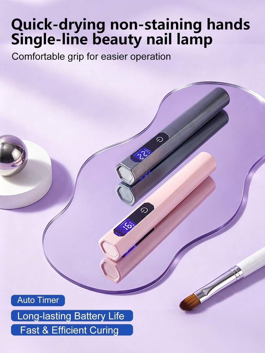 TOUCHBeauty Portable Handheld UV Nail Lamp, 200mAh Rechargeable Mini Nail Dryer With Digital Display And Auto Timer, Fast Curing Gel Nail Light For DIY Home Salon Use - 1 Pc - View 1