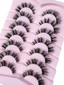 7 Pairs Messy Natural Cat Eye False Eyelashes, Transparent Stem, Create Cat Eye Makeup Look - View 3
