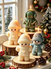 Christmas Gingerbread Silicone Mold Set With Lollipop Detail Cute Doll Shape, Durable Reusable Mold For Candle Making, Fragrance Stone, Handmade Soap, Plaster Art, Cookie Baking, Indoor Holiday Atmosphere Decoration, DIY Handmade Tools, Christmas, New Year, Holiday Gift - A - View 4