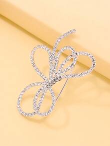1 đôi bông tai móc tai nơ mới thiết kế độc đáo đính đá rhinestone, phụ kiện tiệc đa năng - Bạc - Xem 4
