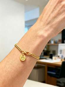 1pc Fashionable Gold Elegant Women's Minimalist Gold Coin Bracelet Accessory, Lucky Fashion Jewelry Delicate Jewelry, Versatile For Daily Commute And Holiday Wear - Gold - View 6