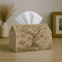 1pc Vintage Floral Design Tissue Box Cover - Bird Garden Style Tissue Box Organizer, Multi-Functional Tissue Box, Suitable For Home, Car And Event Decoration, Ideal For Christmas, Halloween And Daily Use - A - View 5