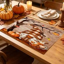1pc Dish Drying Mat, Coffee Machine Mat, Autumn Pastoral Style Tableware Drying Mat, Dining Table Kitchen Countertop Protector Pad, Maple Leaf & Pumpkin Theme Suitable For Thanksgiving Autumn Atmosphere Decoration, Multi-Purpose Drying Mat, Home Gift, Desktop Decor - XYLSD-1114 - View 5