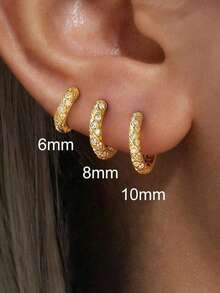 1 Pair Exquisite 10-16mm Polished Hoop Earrings, Suitable For Women, Anniversary, Girlfriend Birthday Gift, Date And Daily Wear, Delicate Jewelry - Full Diamond Earrings - View 8