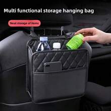1pc Black Car Seat Back Storage Organizer Bag, Multi-Function Car Interior Storage Pouch - A - View 2