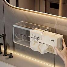 Kotak Tisu Transparan Tanpa Pengeboran, Tempat Tisu Tahan Air Tempel Dinding, Cocok untuk Ruang Tamu, Dapur, Kamar Mandi - MultiWarna - View 12