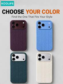 1pc Cherry Red Ribbed Texture Phone Case, Fashion Minimalist Ins Style Aesthetic Niche Elegant Design, Anti-Slip Grip Shockproof Soft TPU Protective Cover, Compatible With IPhone 18 Pro Max/18 Pro/17/17 Pro/17 Pro Max/16 Pro/16 Pro Max - Deep Cherry Purple - View 7