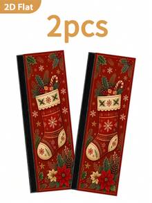 1/2Pcs Christmas Fridge Handle Covers, Christmas Socks, Berries, Poinsettia Pattern, With Hook-And-Loop, Suitable For Refrigerator, Oven, Microwave, Dishwasher, Christmas Holiday Kitchen Decor - View 9