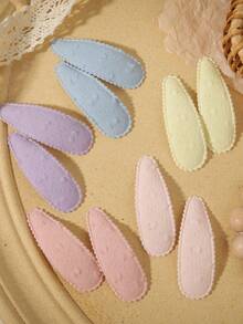 10pcs Vintage Mori Style Embroidered BB Hair Clips Set, Non-Damaging Water Drop Hair Clips For Daily Wear, Photo Decoration, Hair Accessories - Mixed color - View 3