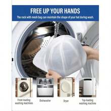 Baseball Cap Washing Rack, Laundry Bag + Rack, Mesh Hat Washing Machine, Gentle Cleaning Device, Durable Hat Laundry Cage With Drying Rack, Enhanced Dust And Impurity Protection, Suitable For Washing Machines - A - View 2